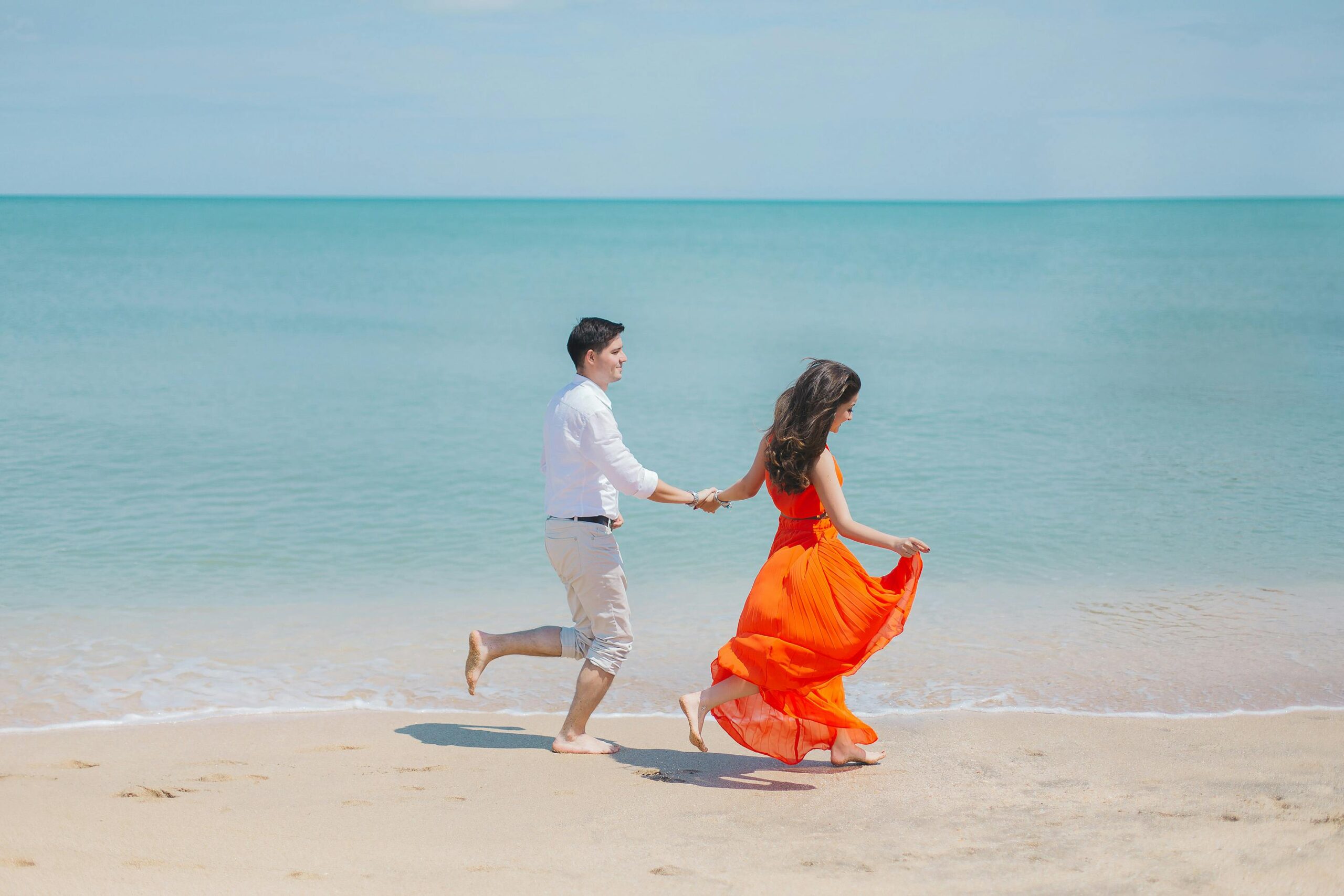 couple man and woman on beach