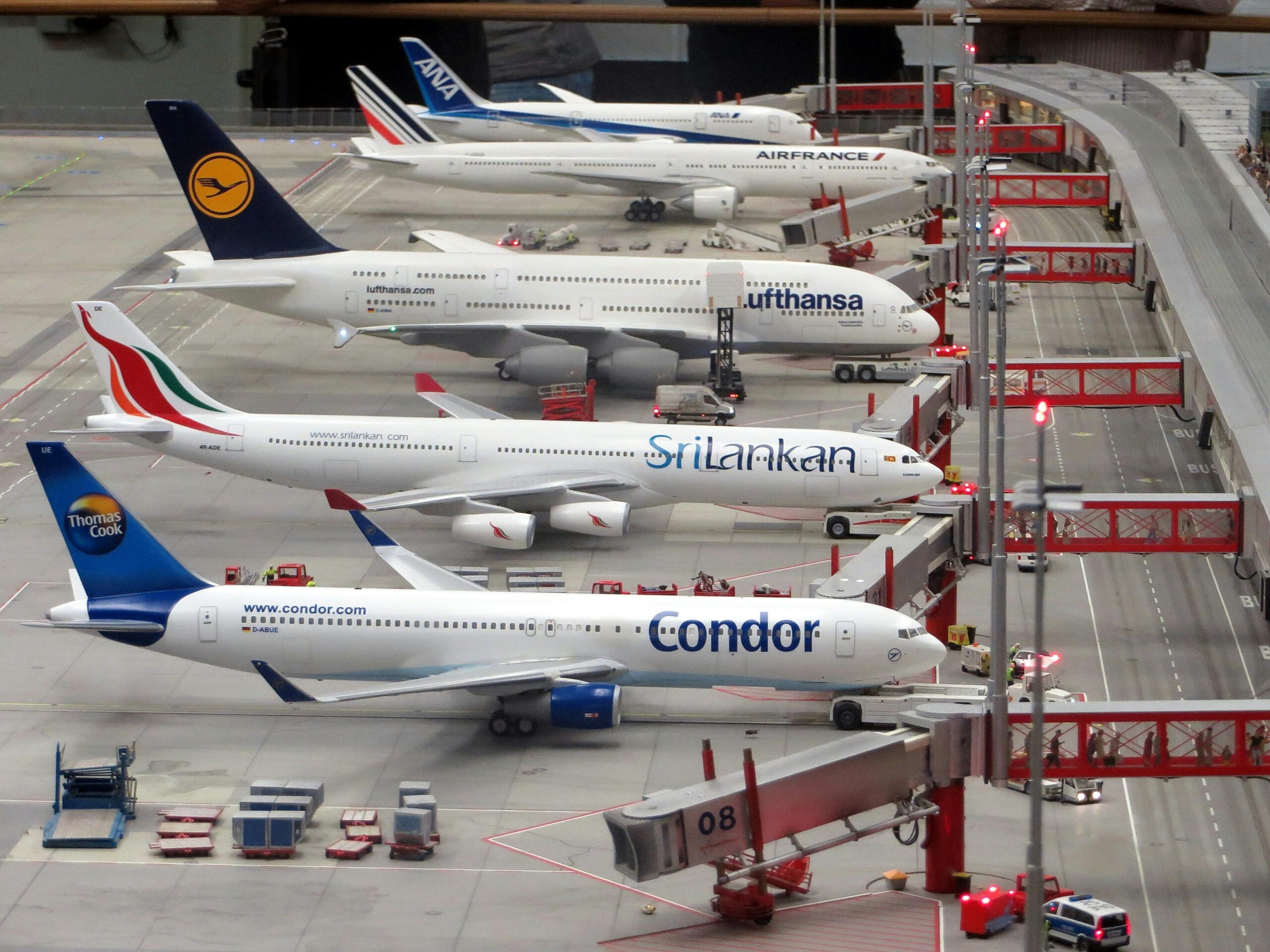 Planes parked at gate terminal